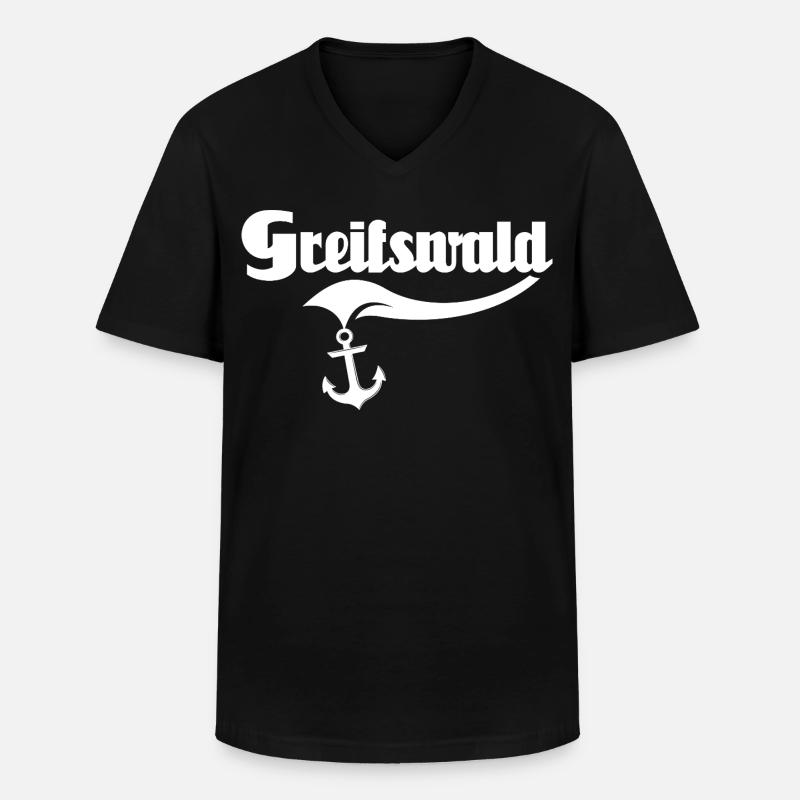 Greifswald Sprüche - Männer-T-Shirt mit V-Ausschnitt - Schwarz