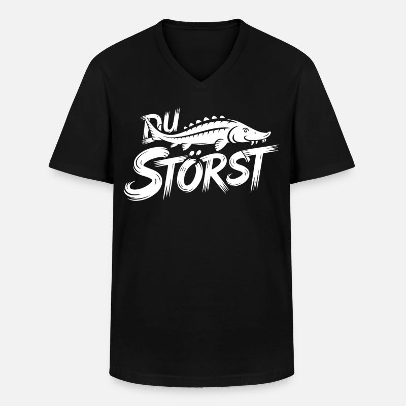 Stör Sterlet Graffiti Muster - Männer-T-Shirt mit V-Ausschnitt - Schwarz