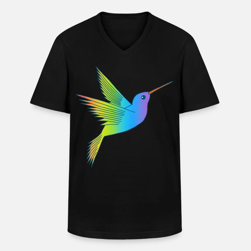 Uccello arcobaleno - Maglietta da uomo classica con scollo a V - nero