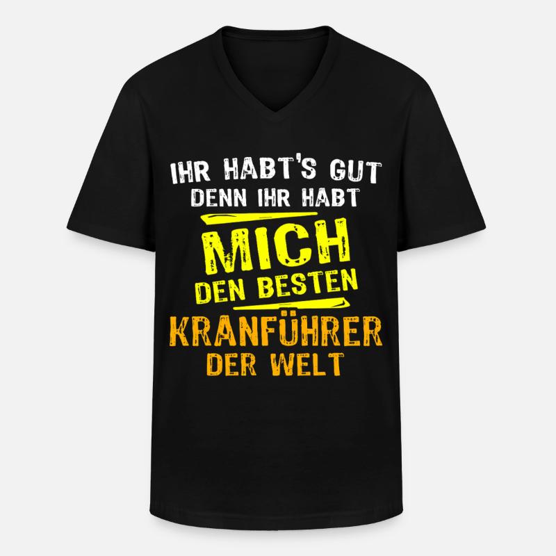 Kranführer Geschenk - Männer-T-Shirt mit V-Ausschnitt - Schwarz