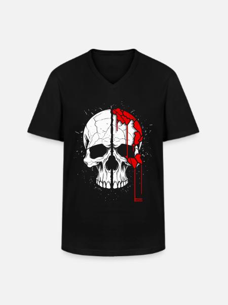 Crâne à effet cool - T-shirt col V Homme - noir