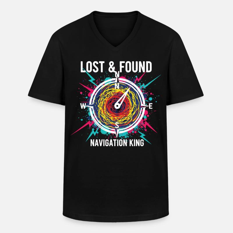 Lost & Found Compass Navigation King - Men's V-Neck T-Shirt - black
