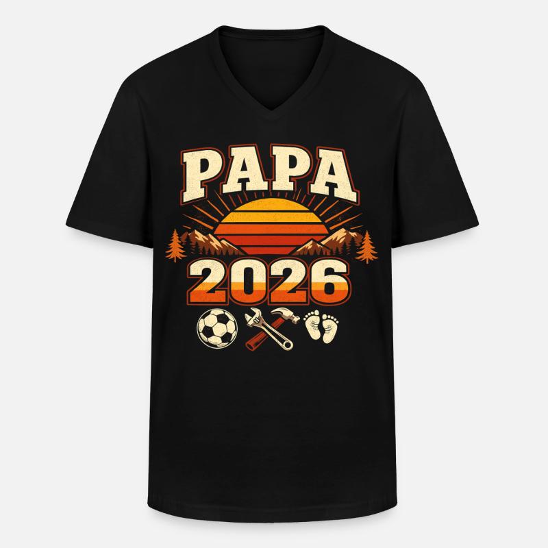 Papa 2026 Loading Geschenk Werdender Vater - Männer-T-Shirt mit V-Ausschnitt - Schwarz