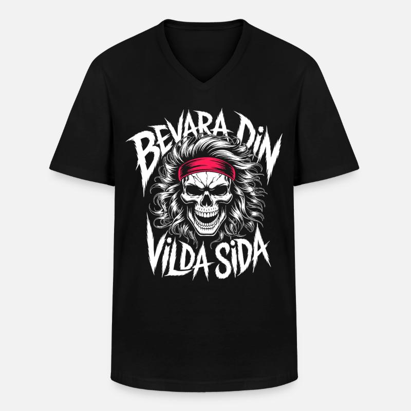 Wild Side Skull - Männer-T-Shirt mit V-Ausschnitt - Schwarz