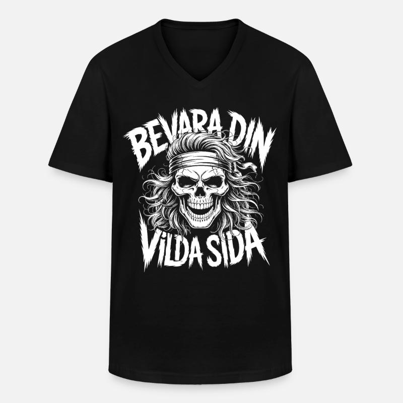 Wild Side Skull - Männer-T-Shirt mit V-Ausschnitt - Schwarz