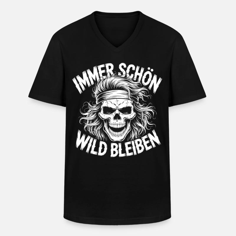 Immer Schön Wild Bleiben Skull - Männer-T-Shirt mit V-Ausschnitt - Schwarz