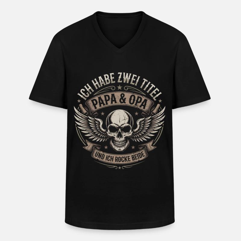 Papa & Opa: Zwei Titel - Männer-T-Shirt mit V-Ausschnitt - Schwarz