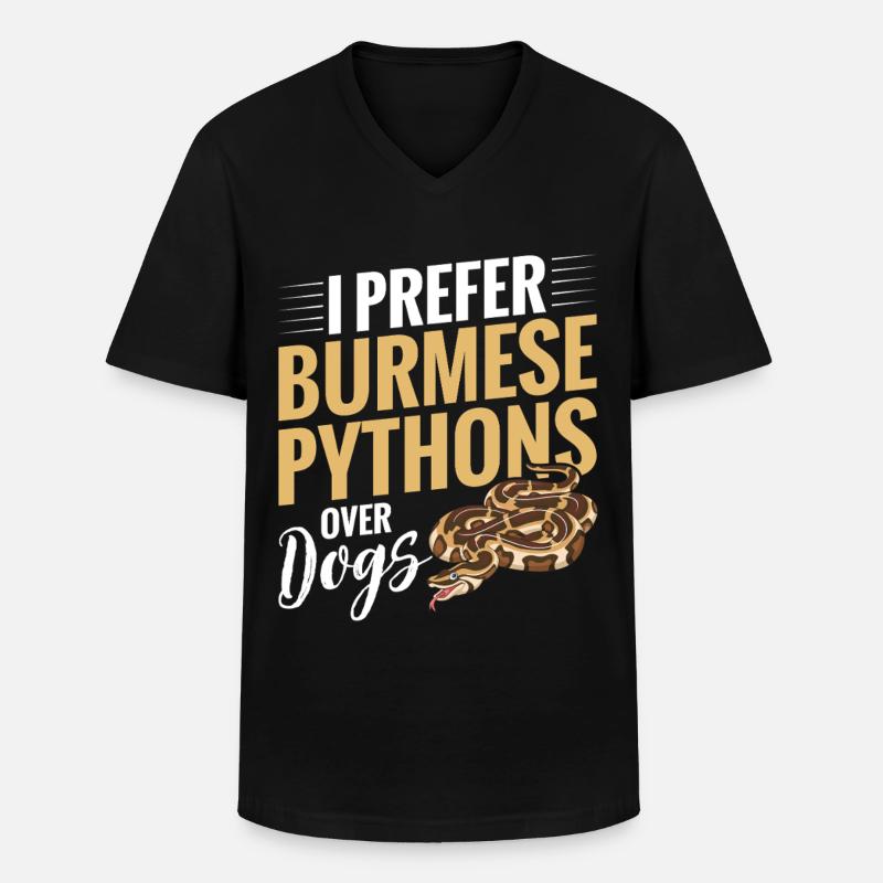 Burmesischer Python-Stoff Reptilien-Foos-Schlangenbesitzer - Männer-T-Shirt mit V-Ausschnitt - Schwarz