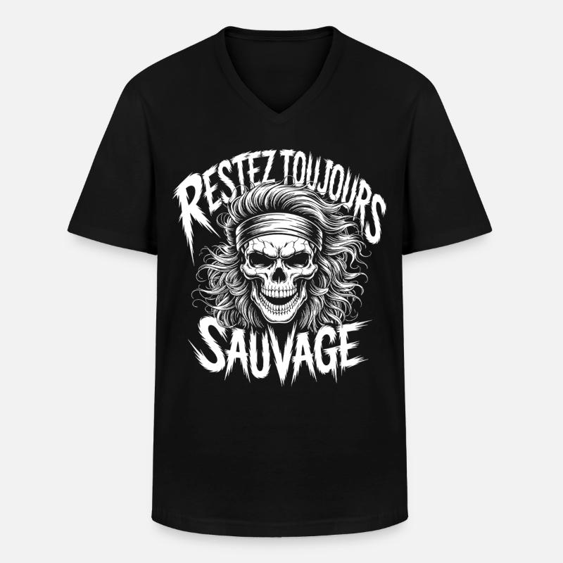 Bleib wild Immer Schädel - Männer-T-Shirt mit V-Ausschnitt - Schwarz