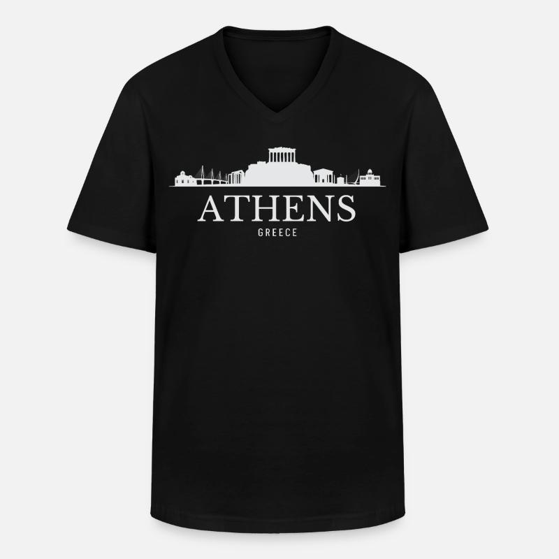 Silhouette d’Athènes, Grèce d’Athènes - T-shirt col V Homme - noir