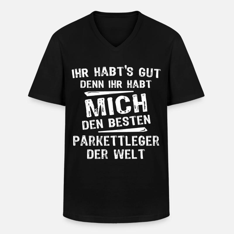 Parkettleger - Männer-T-Shirt mit V-Ausschnitt - Schwarz