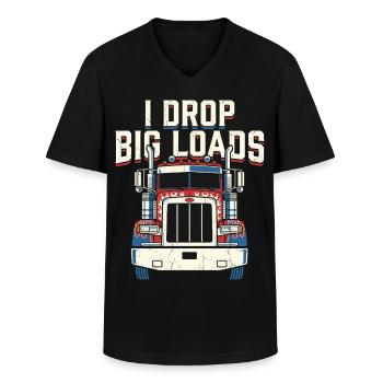 Conducteur de camion semi-remorque drôle - T-shirt col V Homme - noir - Devant - AI Model Male 178 dark (178cm)