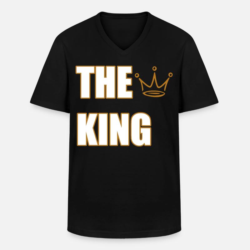 THE KING – Bold Royal Statement Design - Männer-T-Shirt mit V-Ausschnitt - Schwarz