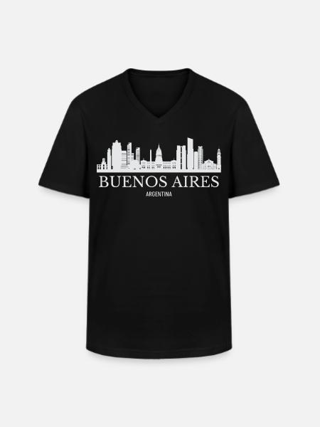 Buenos Aires Skyline, Buenos Aires Argentine - T-shirt col V Homme - noir