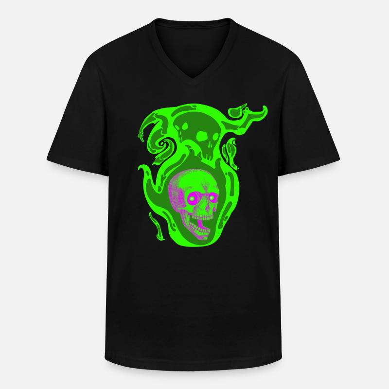 Nebelschädel - Männer-T-Shirt mit V-Ausschnitt - Schwarz