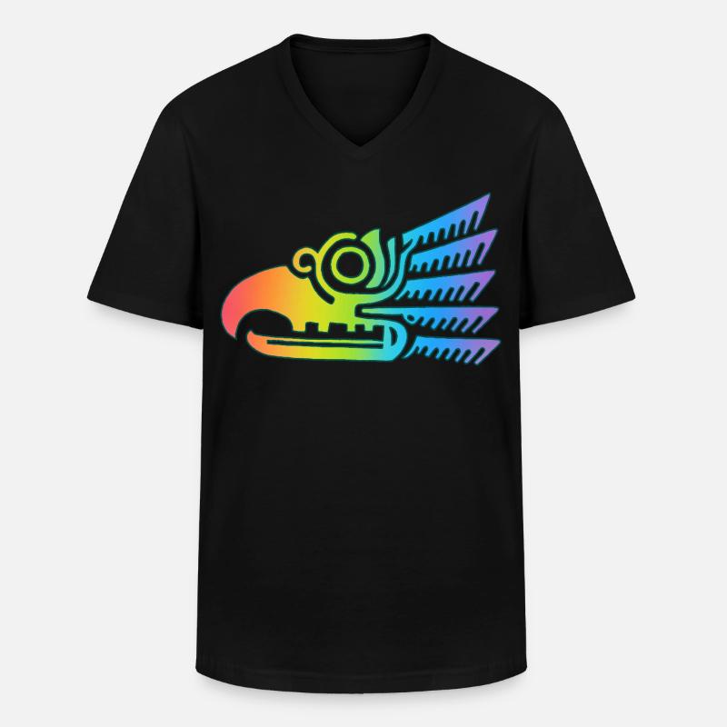 Mehrfarbiger Stammesvogelkopf - Männer-T-Shirt mit V-Ausschnitt - Schwarz