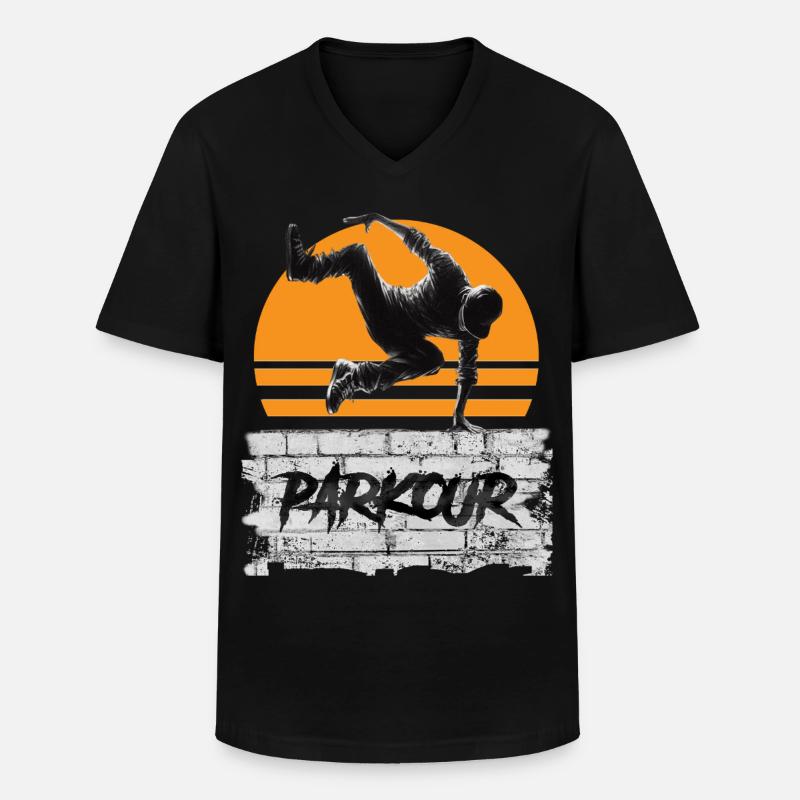 Parkour - Männer-T-Shirt mit V-Ausschnitt - Schwarz