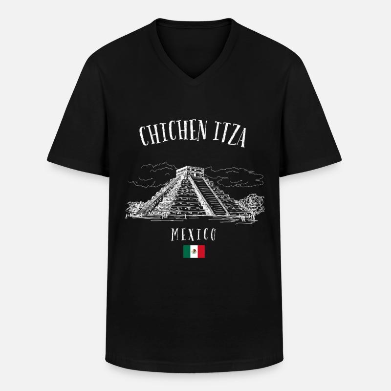 Chichen Itza Pyramide Mexiko - Männer-T-Shirt mit V-Ausschnitt - Schwarz