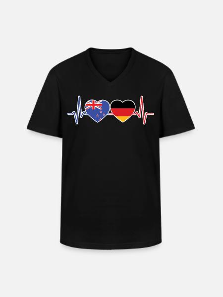 Neuseeland, Deutschland, Neuseeländerdeutsch - Männer-T-Shirt mit V-Ausschnitt - Schwarz