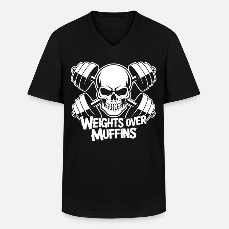 Gewichte über Muffins Schädel - Männer-T-Shirt mit V-Ausschnitt - Schwarz
