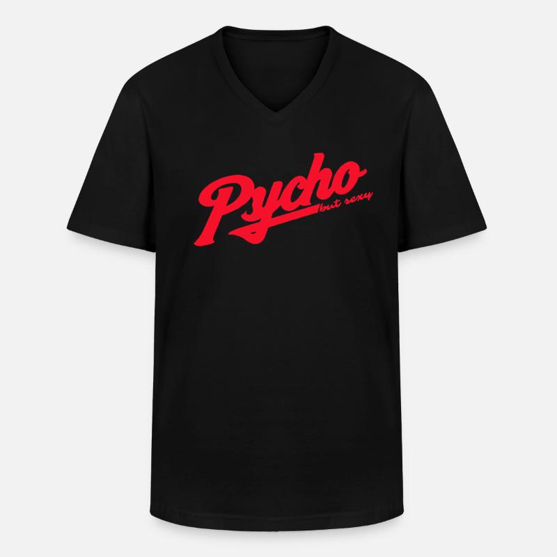 Psycho Retro Script Logo - Männer-T-Shirt mit V-Ausschnitt - Schwarz