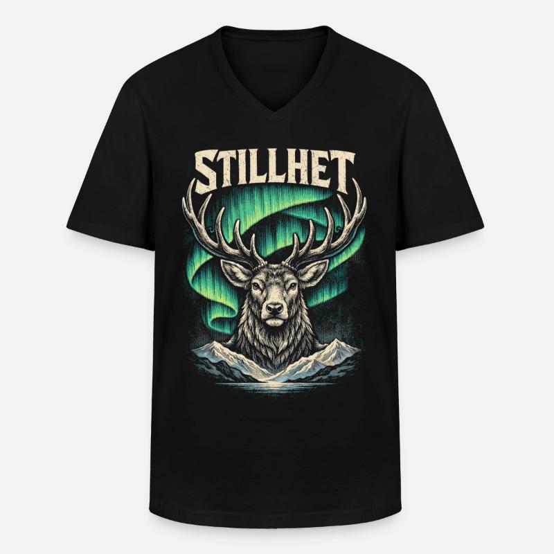 Skandinavisch Wikinger Stillhet - Männer-T-Shirt mit V-Ausschnitt - Schwarz