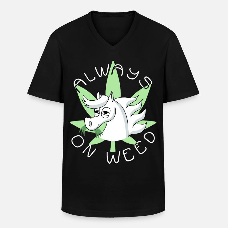 Always on weed - Männer-T-Shirt mit V-Ausschnitt - Schwarz