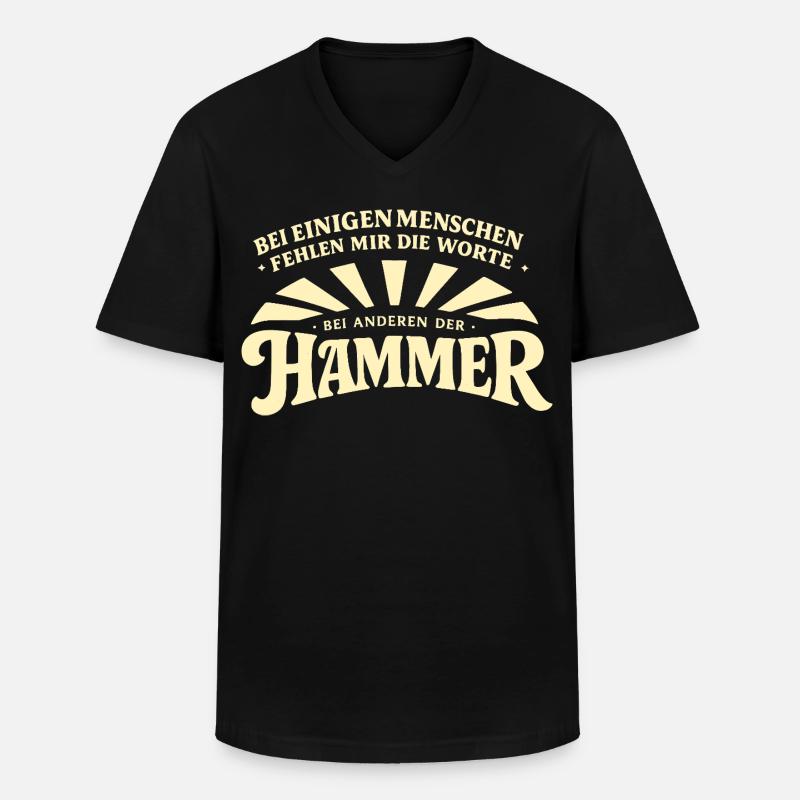 Bei_manchen_menschen_fehlt_mir_der_Hammer - Männer-T-Shirt mit V-Ausschnitt - Schwarz