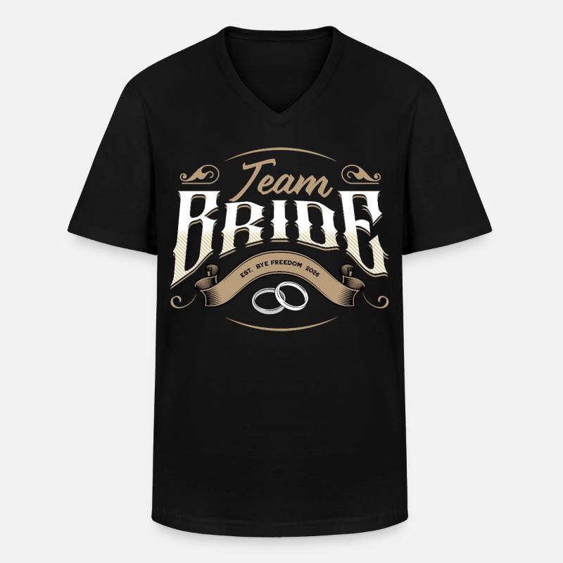 Team Bride 2026 - Männer-T-Shirt mit V-Ausschnitt - Schwarz