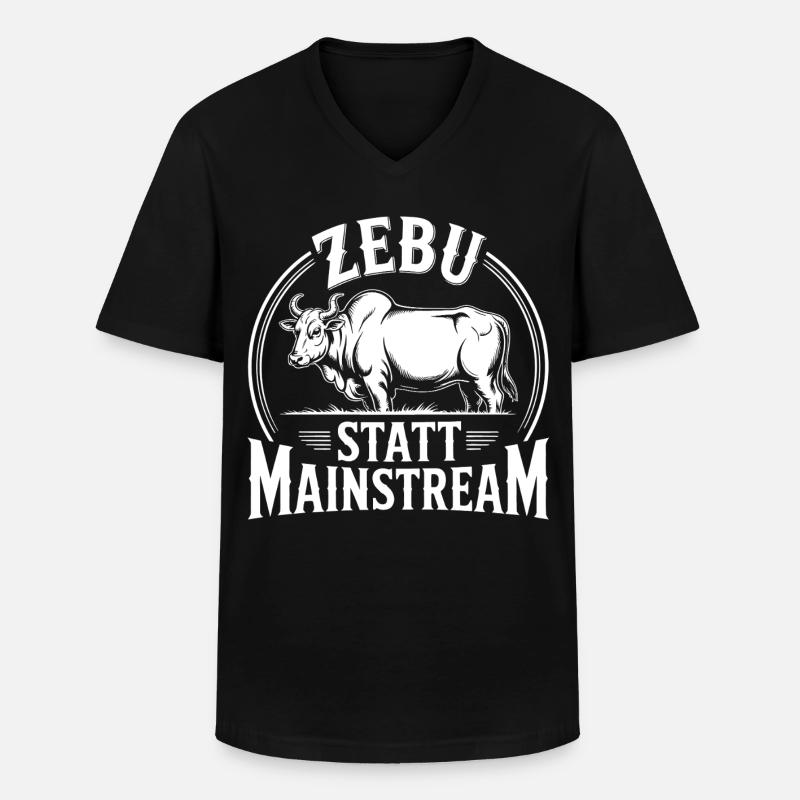 Zebu statt Mainstream - Männer-T-Shirt mit V-Ausschnitt - Schwarz