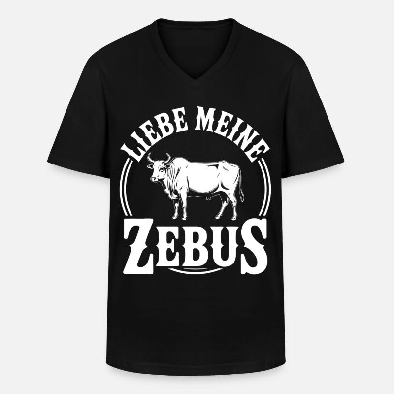 Zebu Logo - Maglietta da uomo classica con scollo a V - nero