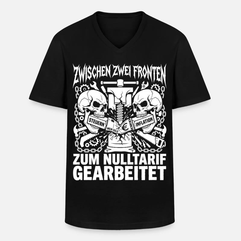Zwischen Zwei Fronten Steuern Inflation Schraub - Männer-T-Shirt mit V-Ausschnitt - Schwarz