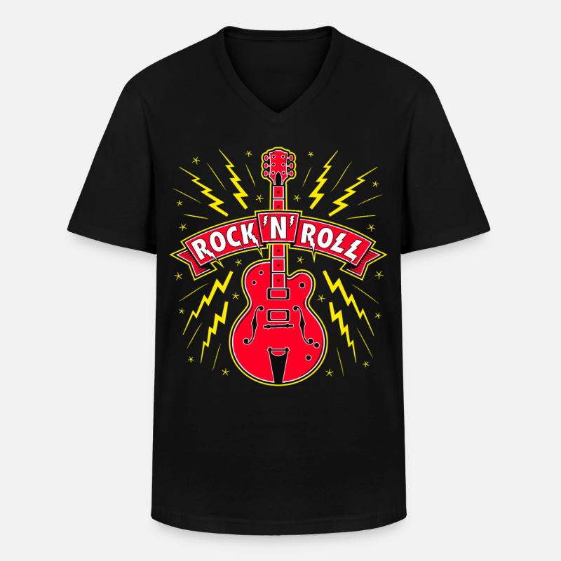 Guitar Rock 'N' Roll Banner - Männer-T-Shirt mit V-Ausschnitt - Schwarz