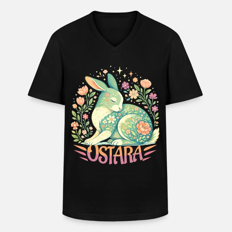 Ostara Benedizioni Buona Pasqua Ostara Coniglio - Maglietta da uomo classica con scollo a V - nero