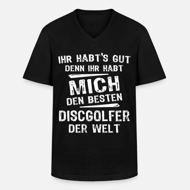 Discgolfer - Männer-T-Shirt mit V-Ausschnitt - Schwarz