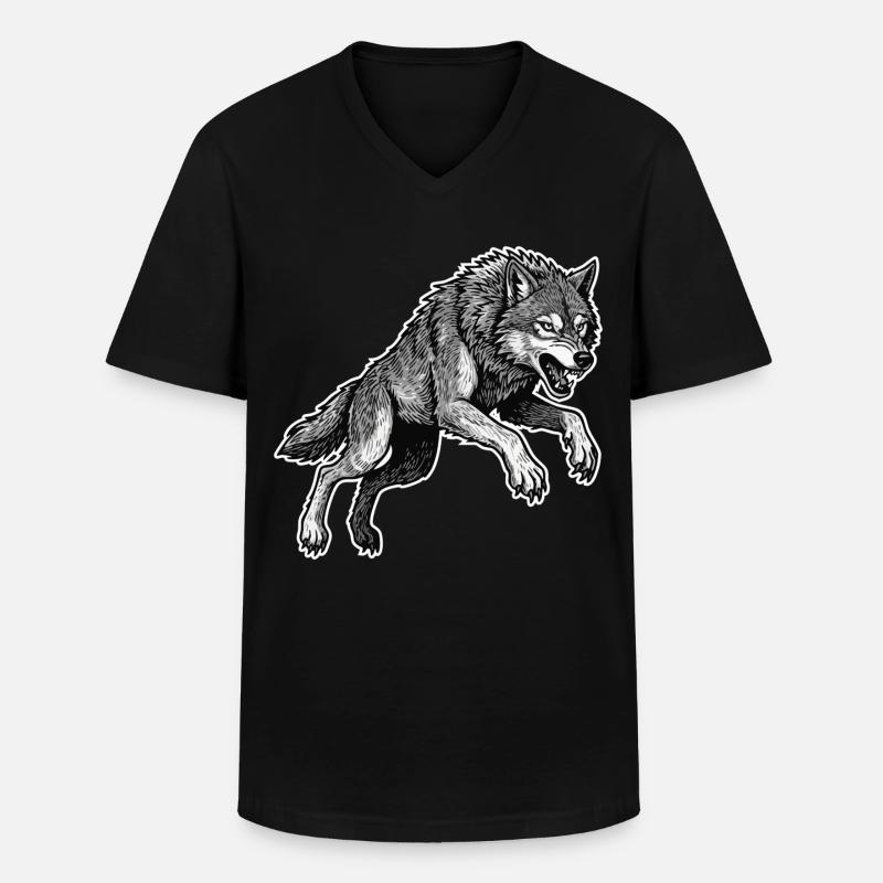 Wild Wolf Race Maskottchen Alpha Wolf - Männer-T-Shirt mit V-Ausschnitt - Schwarz