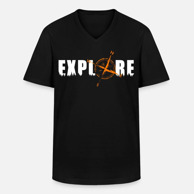 Explore Motiv mit einem Kompass - Männer-T-Shirt mit V-Ausschnitt - Schwarz