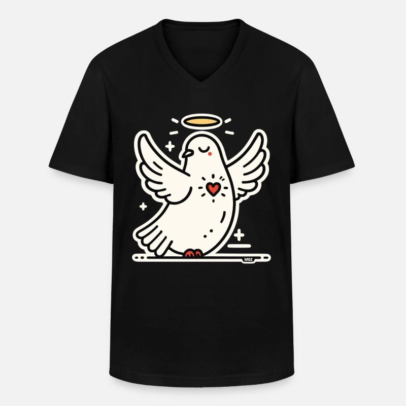 Friedens Taube Heilender Herz - Männer-T-Shirt mit V-Ausschnitt - Schwarz