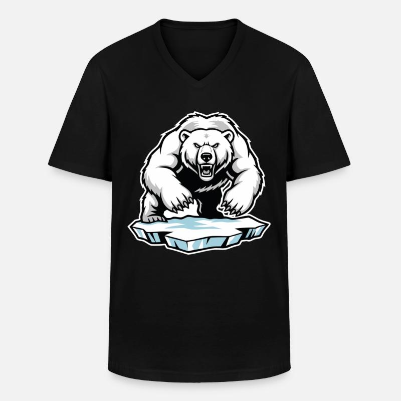 Arktischer Eisbär Maskottchen Maskottchen Bär - Männer-T-Shirt mit V-Ausschnitt - Schwarz