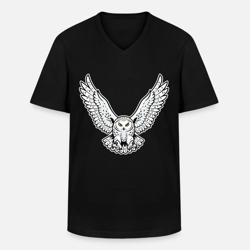 Schneeeule fliegende Angriffseule Haustiereule - Männer-T-Shirt mit V-Ausschnitt - Schwarz