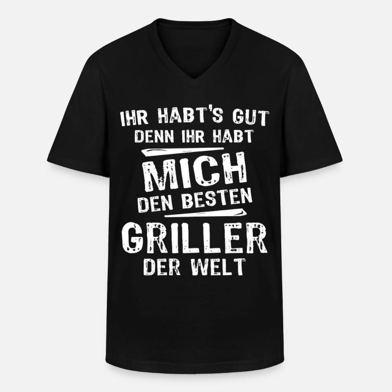 Griller - Männer-T-Shirt mit V-Ausschnitt - Schwarz