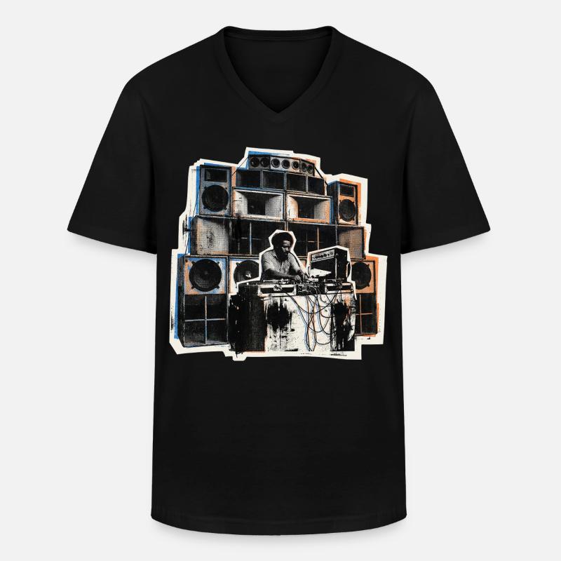 Dub Reggae Soundsystem Roots - Männer-T-Shirt mit V-Ausschnitt - Schwarz