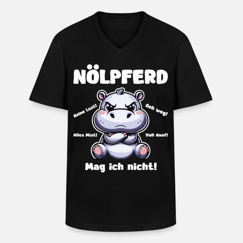 Nölpferd - Männer-T-Shirt mit V-Ausschnitt - Schwarz