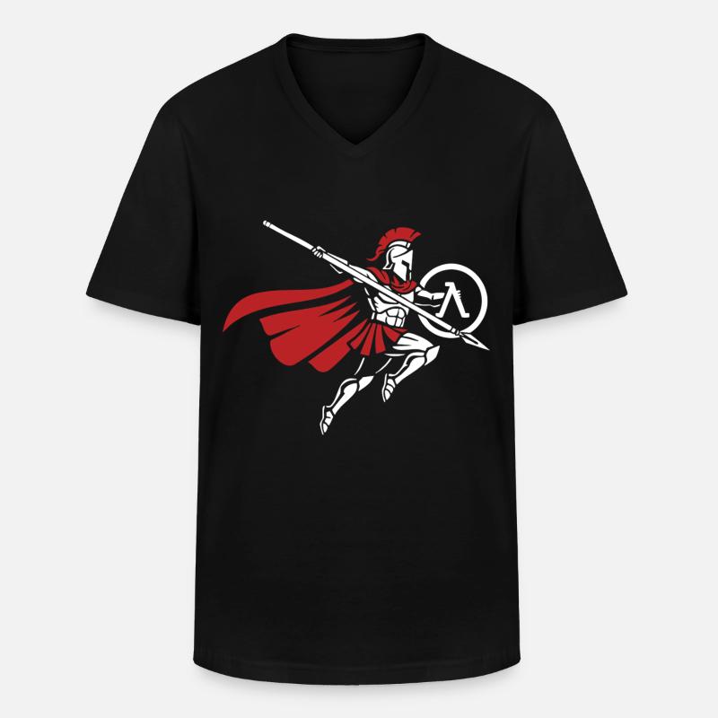 Spartan Spear Jump Maskottchen Spartan Strike - Männer-T-Shirt mit V-Ausschnitt - Schwarz