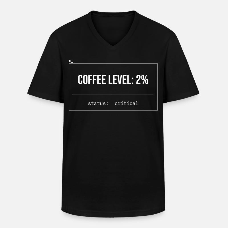 Kaffee Level 2% – Kritischer Status - Männer-T-Shirt mit V-Ausschnitt - Schwarz
