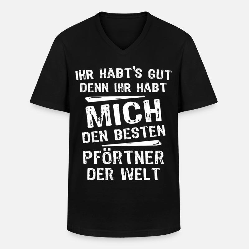 Pförtner - Männer-T-Shirt mit V-Ausschnitt - Schwarz