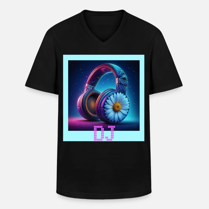 DJ - Männer-T-Shirt mit V-Ausschnitt - Schwarz