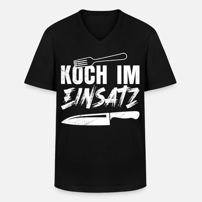 Küchenchef KOCH IM EINSATZ Lustiges - Männer-T-Shirt mit V-Ausschnitt - Schwarz