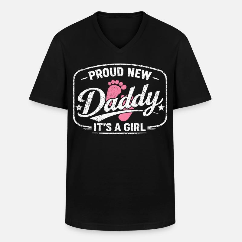 Werdender Papa & Vater, Geburt Tochter Mädchen - Männer-T-Shirt mit V-Ausschnitt - Schwarz