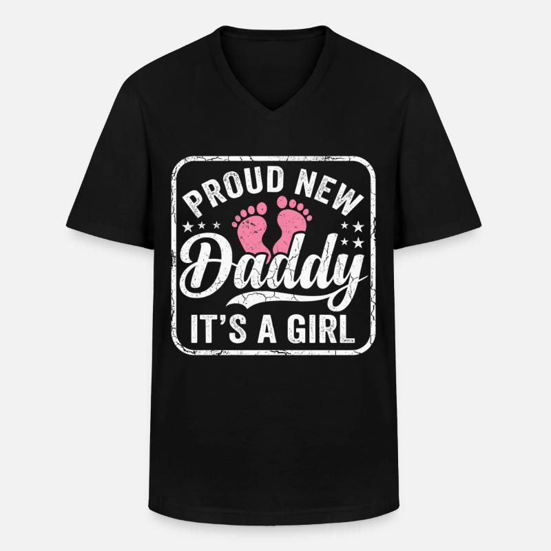 Werdender Papa & Vater, Geburt Tochter Mädchen - Männer-T-Shirt mit V-Ausschnitt - Schwarz